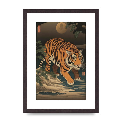 Japanese Tiger in Moonlight Art Print