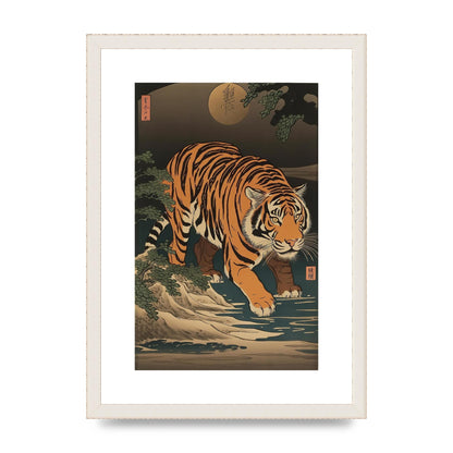 Japanese Tiger in Moonlight Art Print