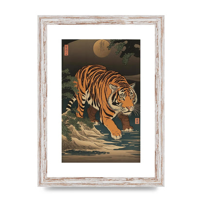 Japanese Tiger in Moonlight Art Print