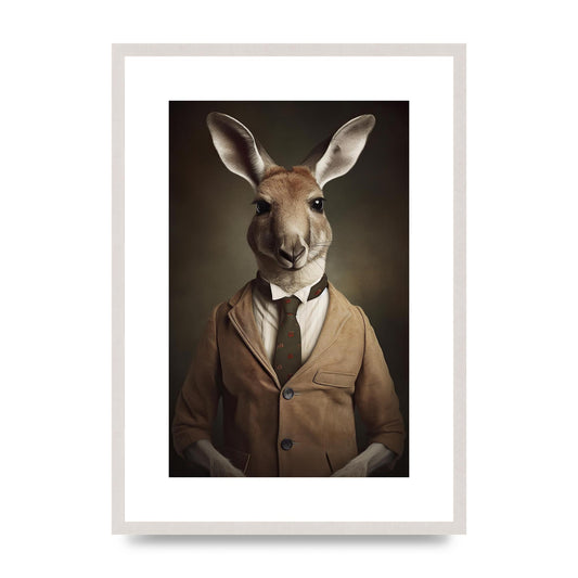 Distinguished Kangaroo in Suit Artistic Print