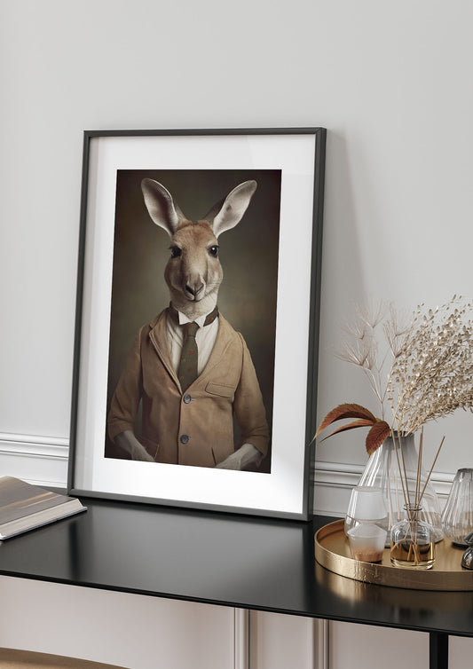 Distinguished Kangaroo in Suit Artistic Print