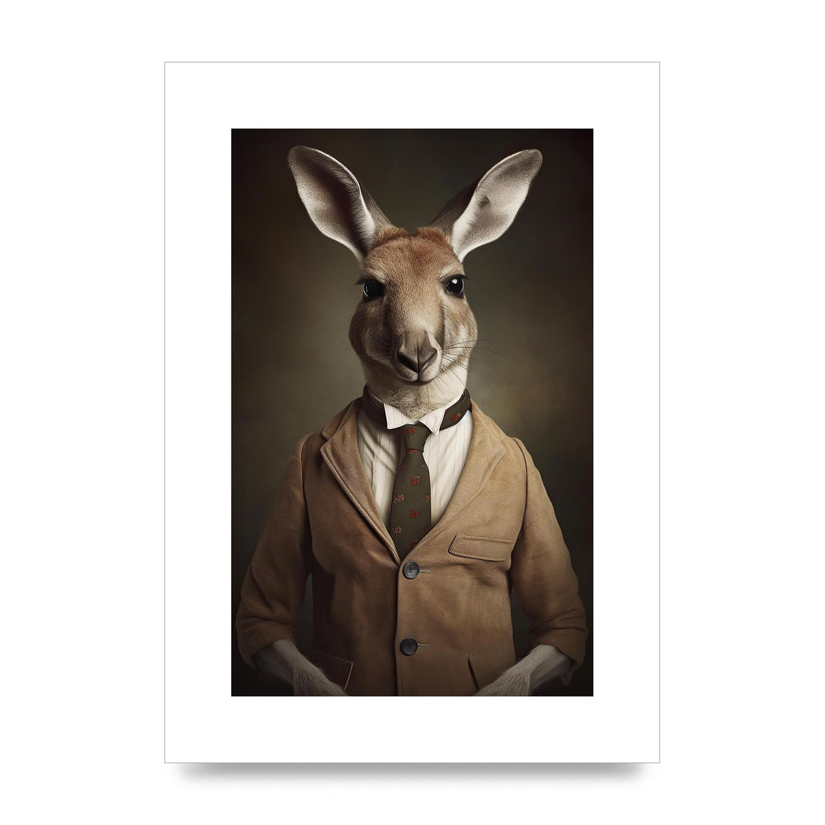 Distinguished Kangaroo in Suit Artistic Print