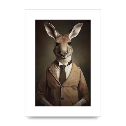 Distinguished Kangaroo in Suit Artistic Print
