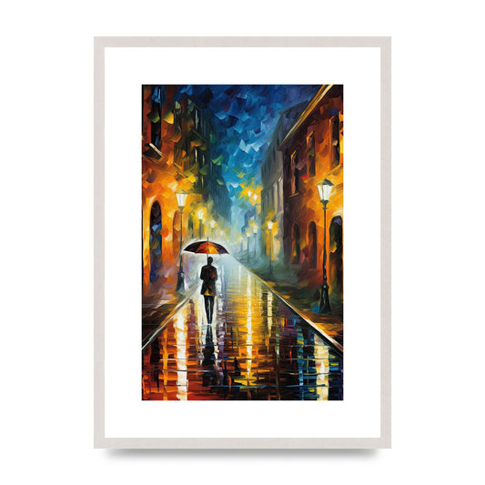 Romantic Rainy Evening Cityscape Art Print