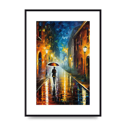 Romantic Rainy Evening Cityscape Art Print