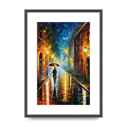 Romantic Rainy Evening Cityscape Art Print