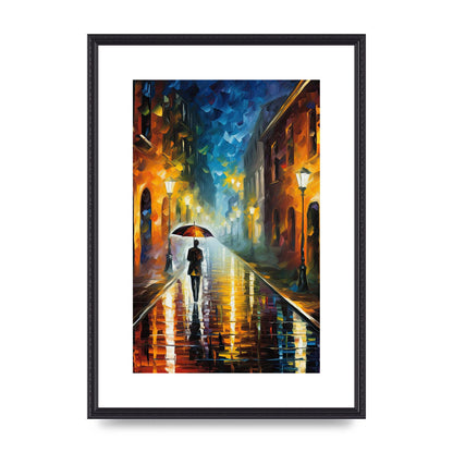 Romantic Rainy Evening Cityscape Art Print