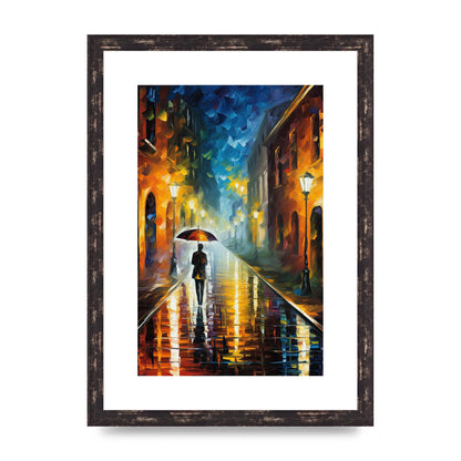 Romantic Rainy Evening Cityscape Art Print