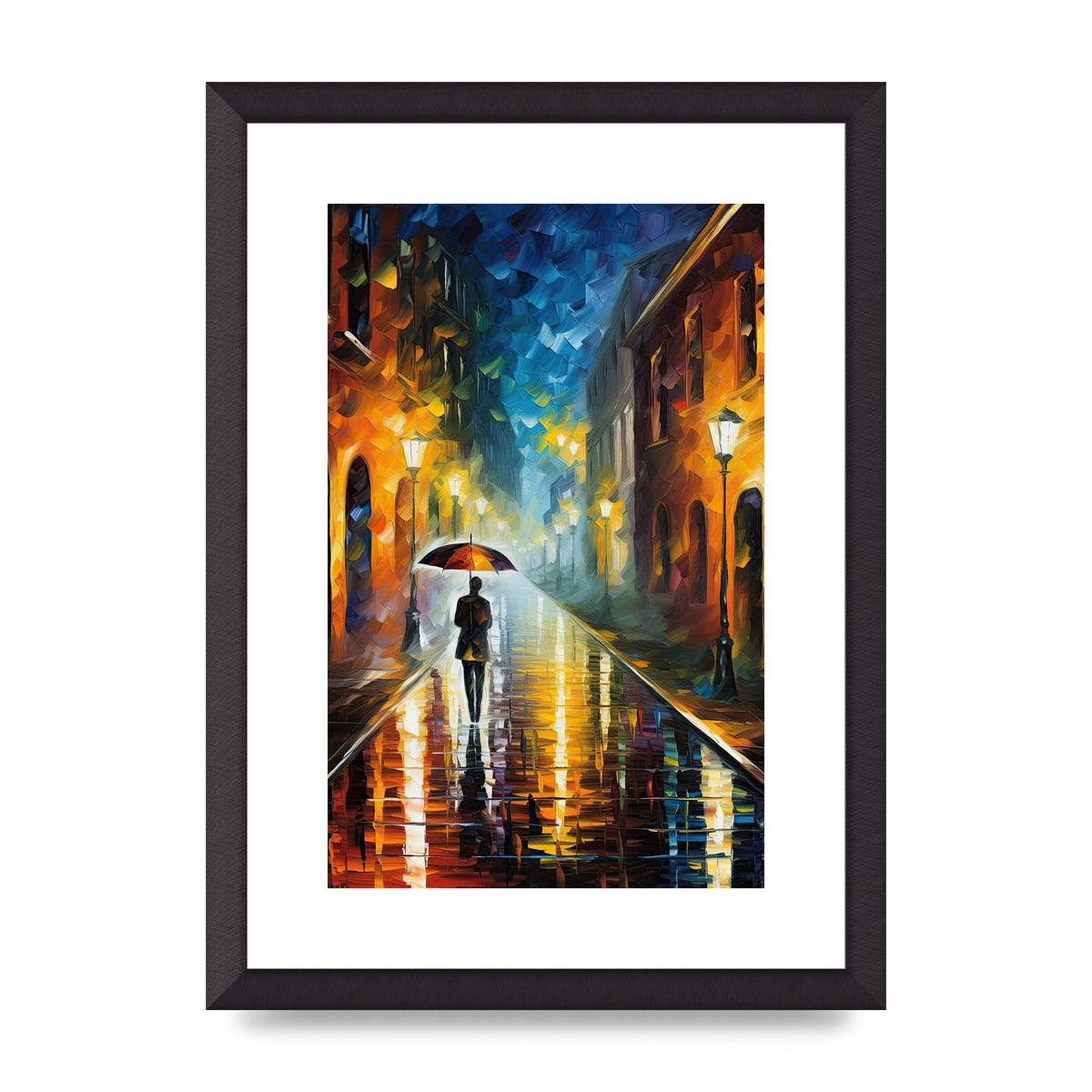 Romantic Rainy Evening Cityscape Art Print