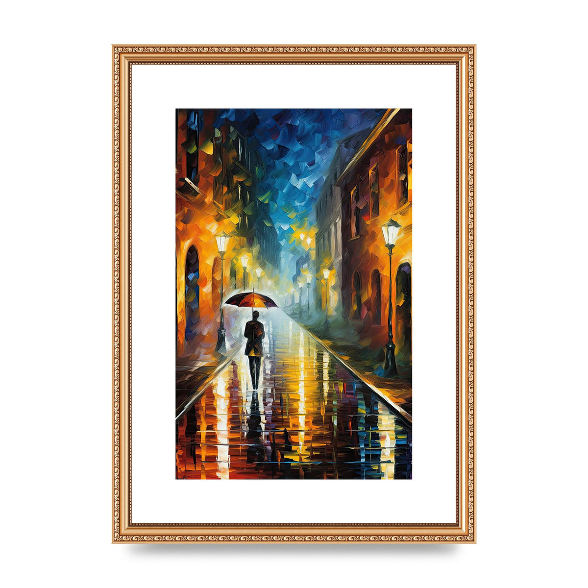 Romantic Rainy Evening Cityscape Art Print