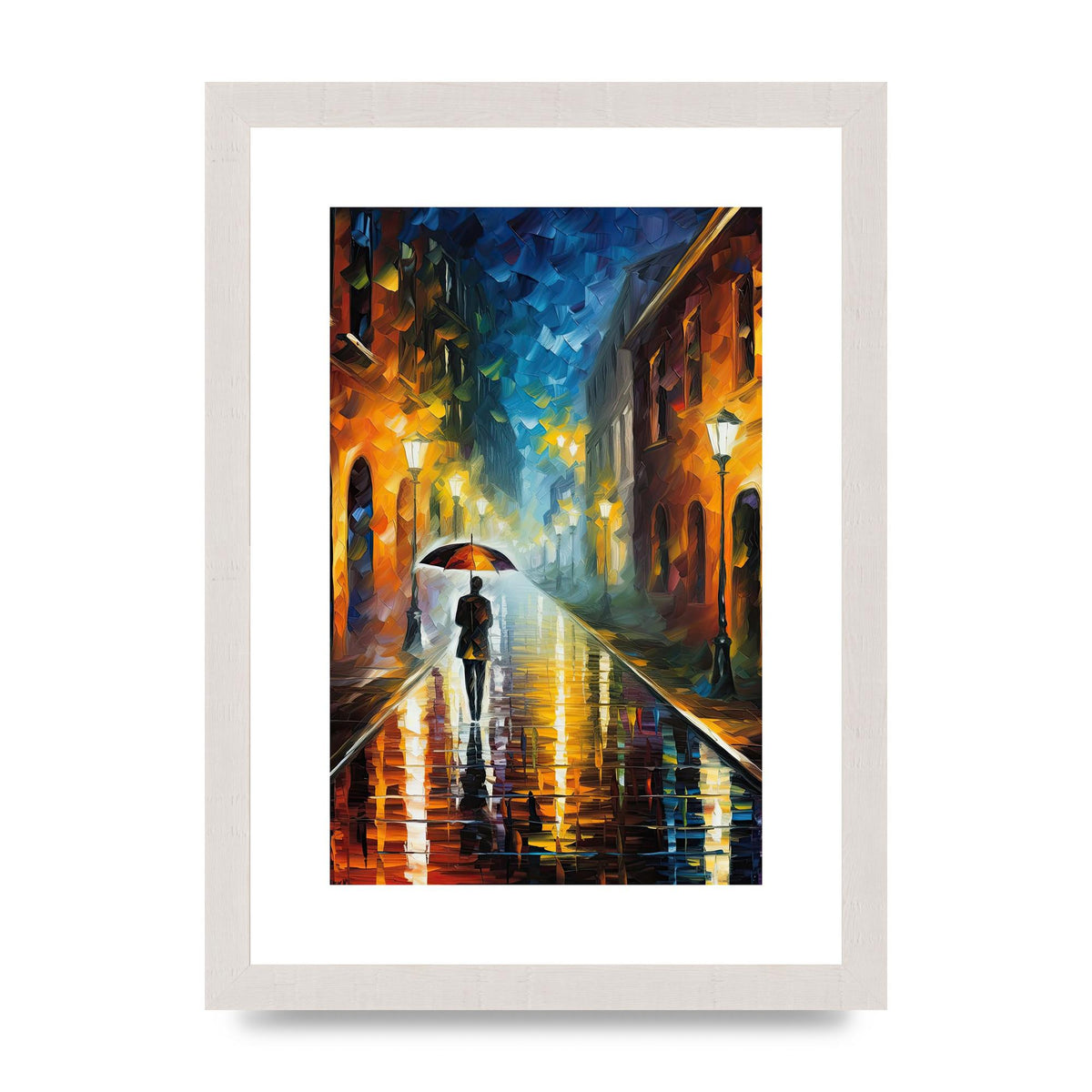 Romantic Rainy Evening Cityscape Art Print