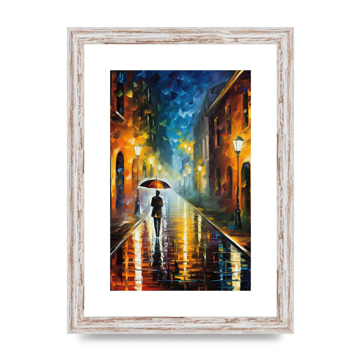 Romantic Rainy Evening Cityscape Art Print