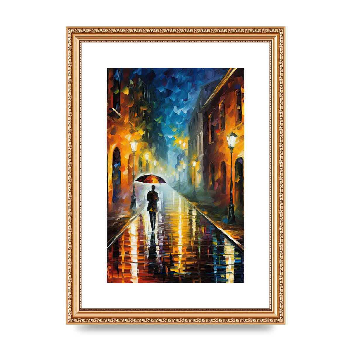 Romantic Rainy Evening Cityscape Art Print