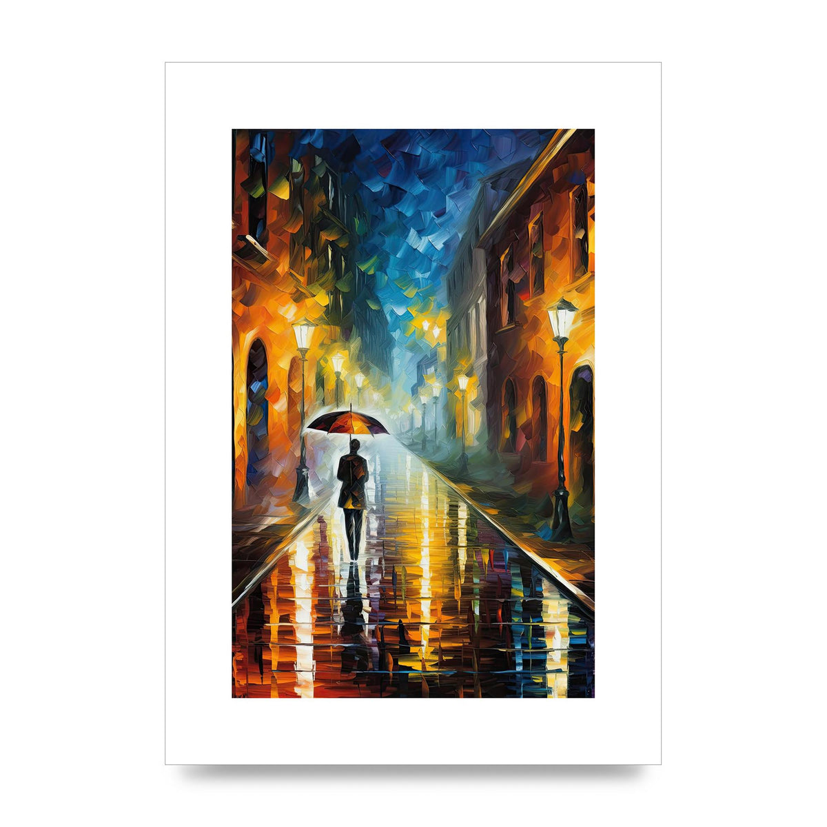 Romantic Rainy Evening Cityscape Art Print
