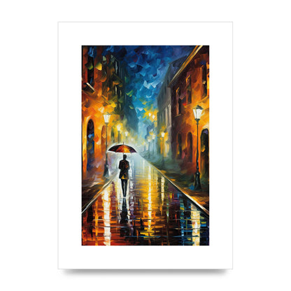 Romantic Rainy Evening Cityscape Art Print