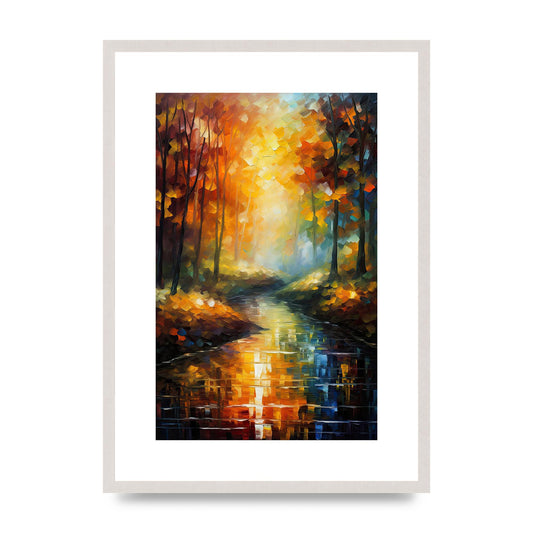 Captivating Autumn Forest Reflection Art Print