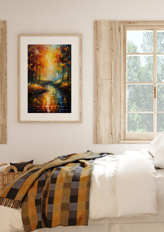 Captivating Autumn Forest Reflection Art Print
