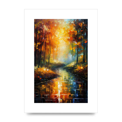 Captivating Autumn Forest Reflection Art Print