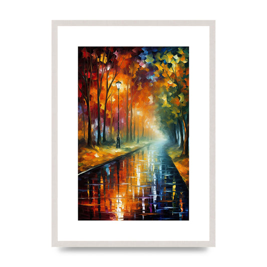 Atmospheric Autumnal Park Pathway Painting