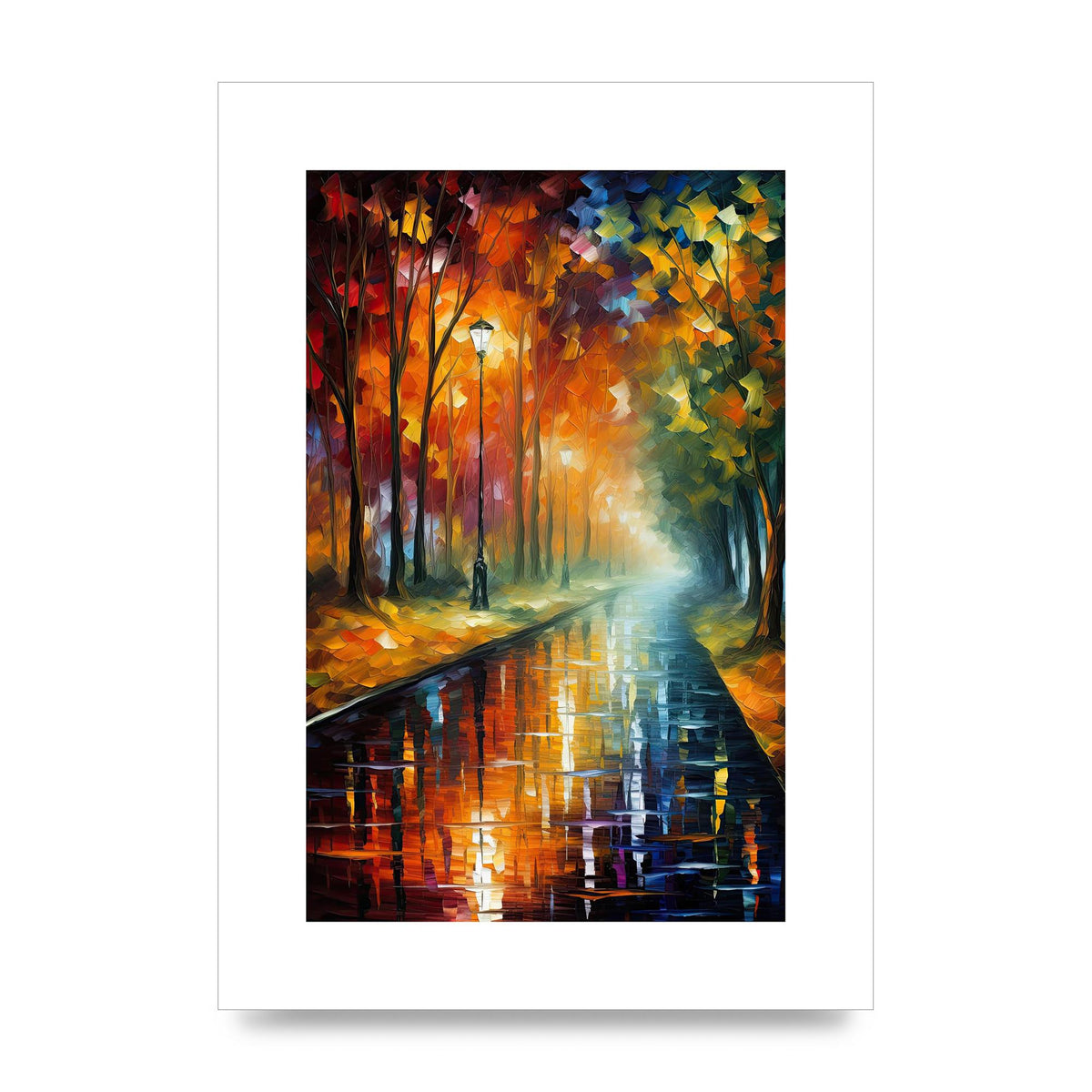 Atmospheric Autumnal Park Pathway Painting