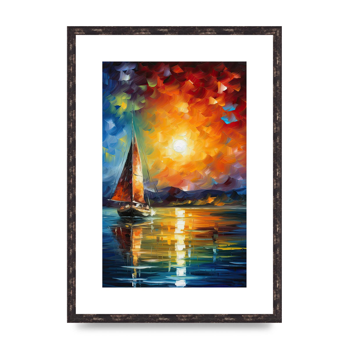 Sunset Sailing Adventure Impressionist Artwork