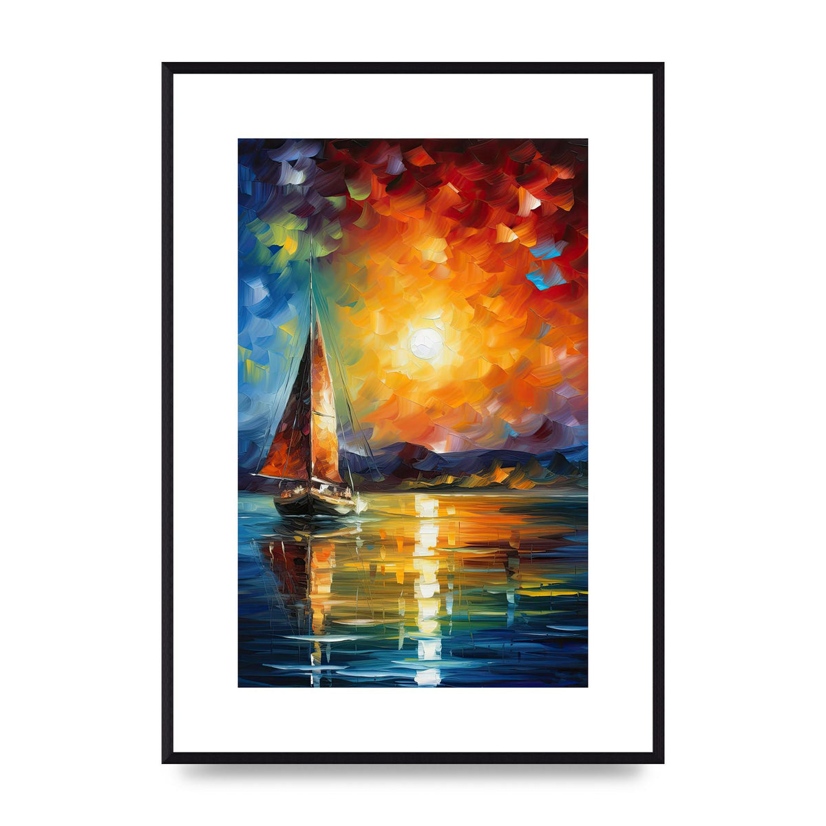 Sunset Sailing Adventure Impressionist Artwork