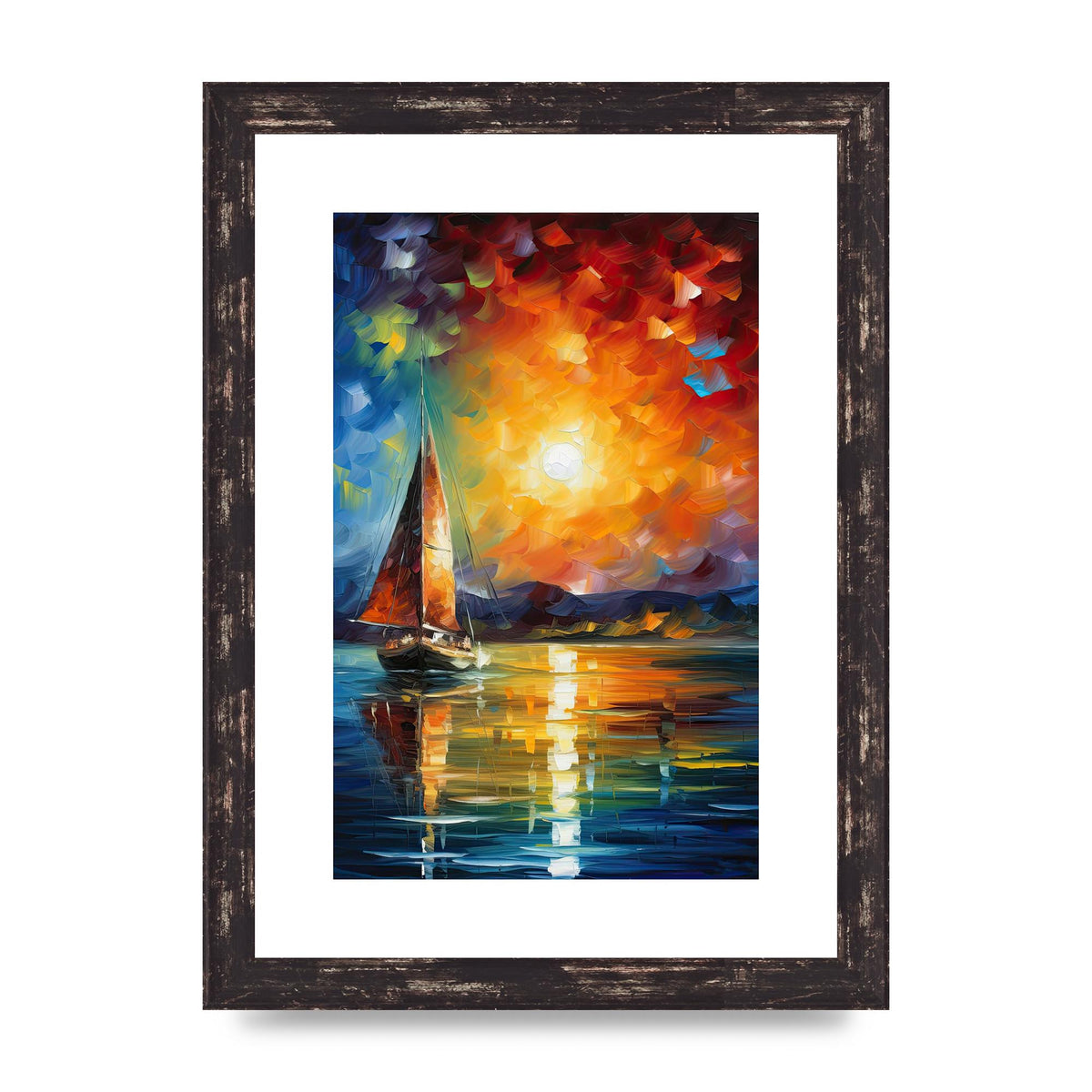 Sunset Sailing Adventure Impressionist Artwork