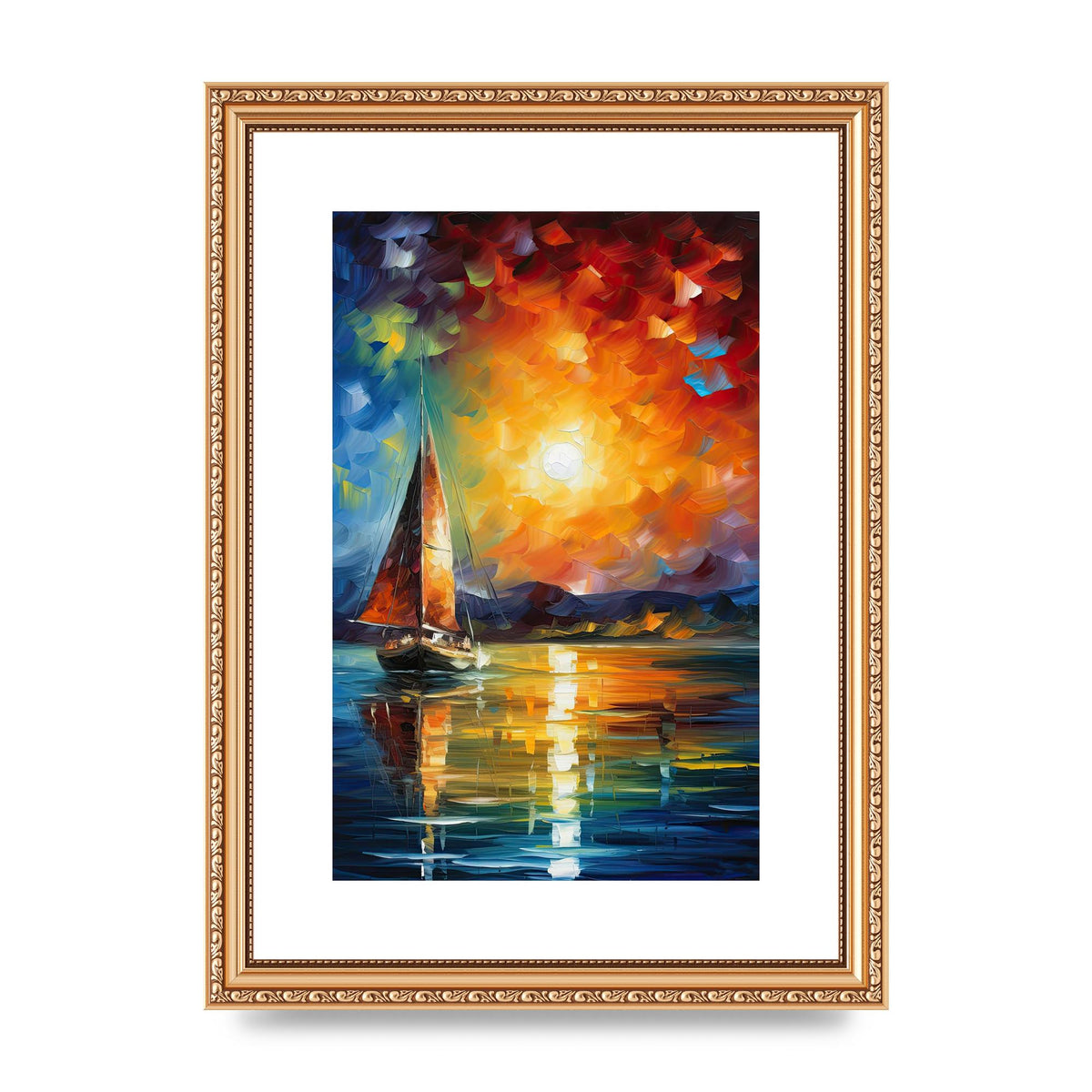 Sunset Sailing Adventure Impressionist Artwork