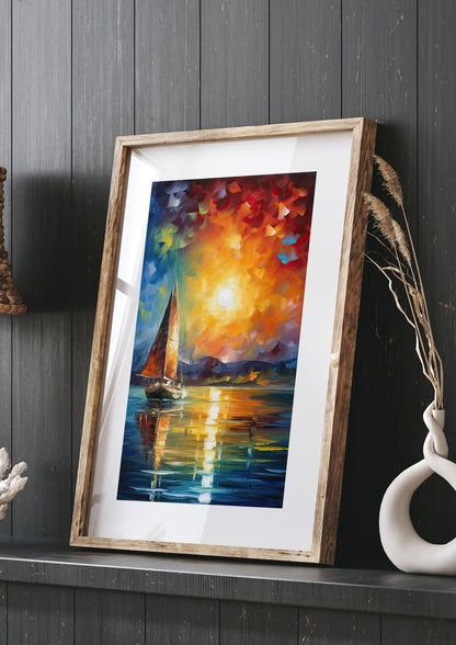 Sunset Sailing Adventure Impressionist Artwork