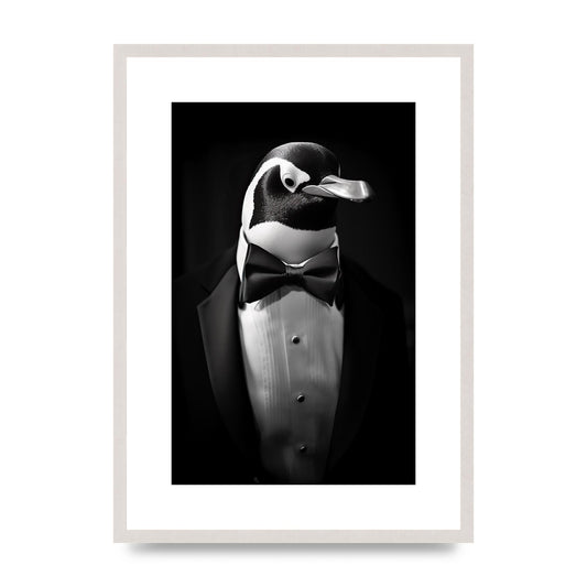 Elegant Penguin in Tuxedo Monochrome Art