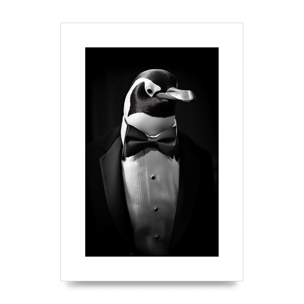 Elegant Penguin in Tuxedo Monochrome Art