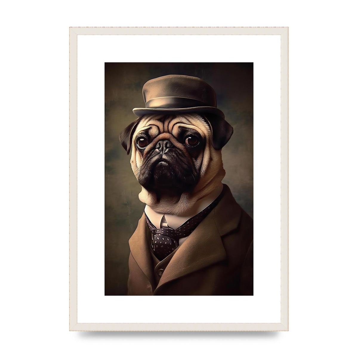 Sophisticated Pug Dog in Vintage Attire Portrait