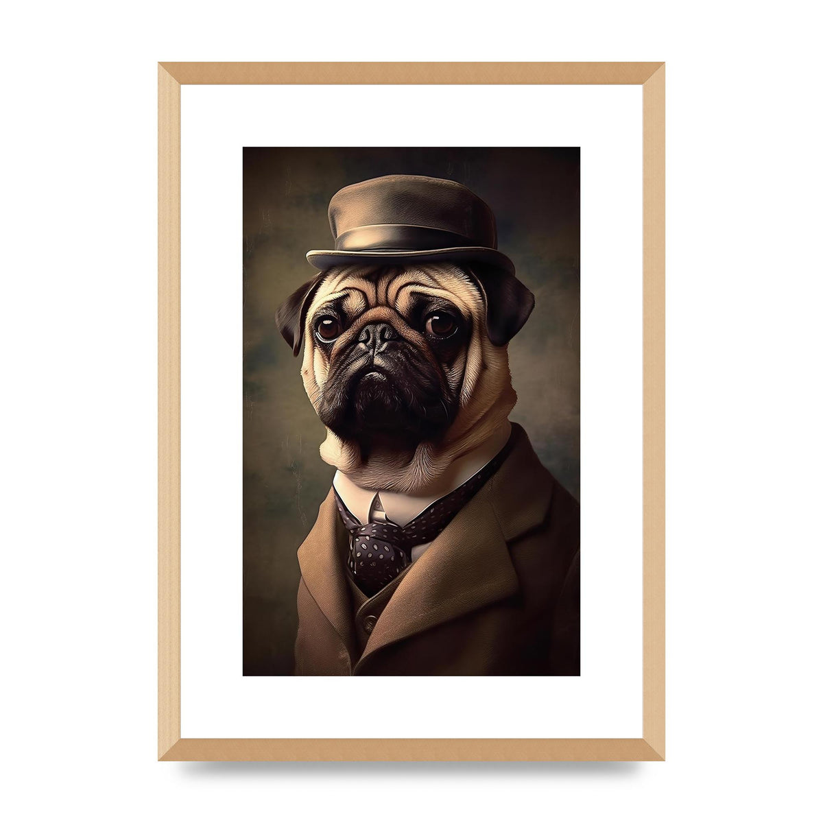 Sophisticated Pug Dog in Vintage Attire Portrait