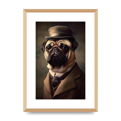 Sophisticated Pug Dog in Vintage Attire Portrait