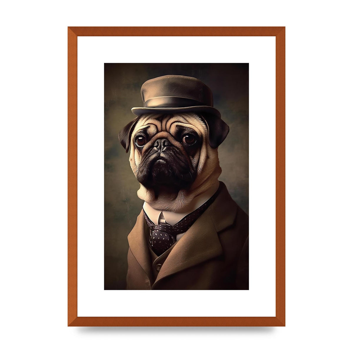 Sophisticated Pug Dog in Vintage Attire Portrait