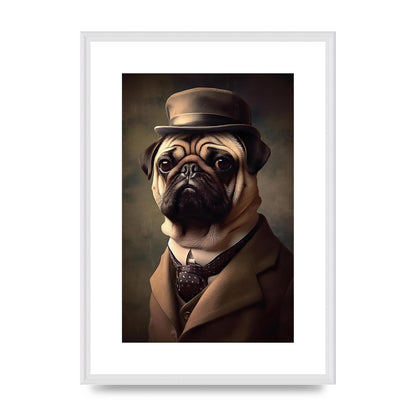 Sophisticated Pug Dog in Vintage Attire Portrait