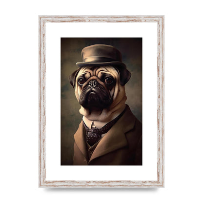 Sophisticated Pug Dog in Vintage Attire Portrait