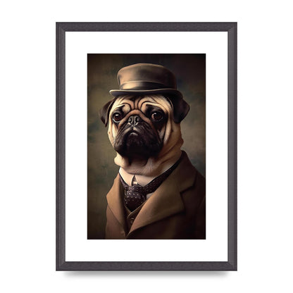 Sophisticated Pug Dog in Vintage Attire Portrait