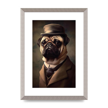 Sophisticated Pug Dog in Vintage Attire Portrait