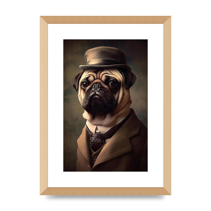 Sophisticated Pug Dog in Vintage Attire Portrait
