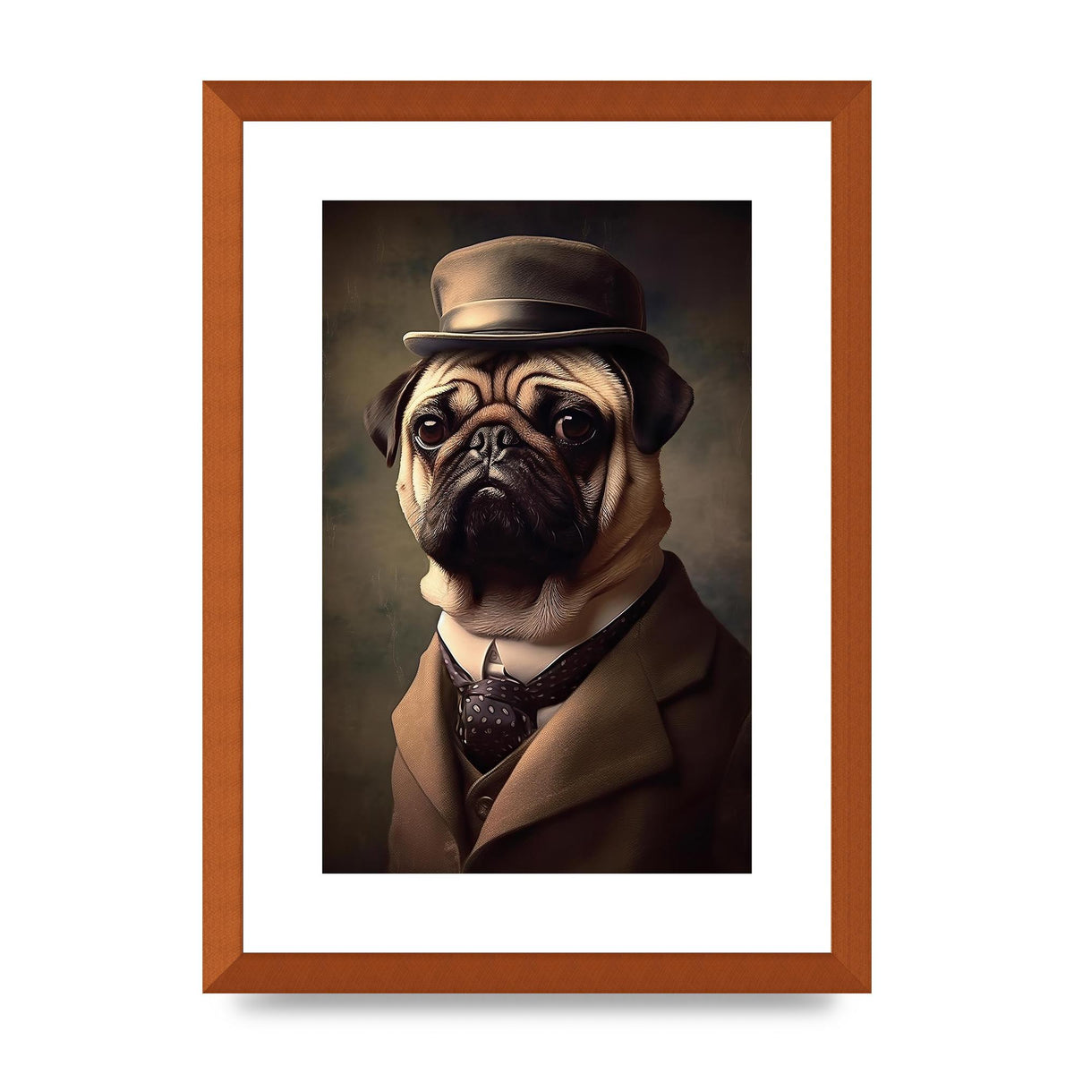 Sophisticated Pug Dog in Vintage Attire Portrait
