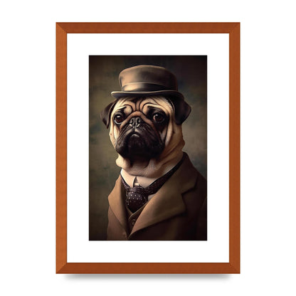 Sophisticated Pug Dog in Vintage Attire Portrait