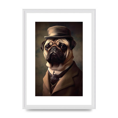 Sophisticated Pug Dog in Vintage Attire Portrait