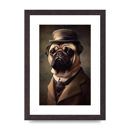 Sophisticated Pug Dog in Vintage Attire Portrait