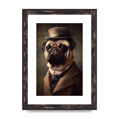 Sophisticated Pug Dog in Vintage Attire Portrait