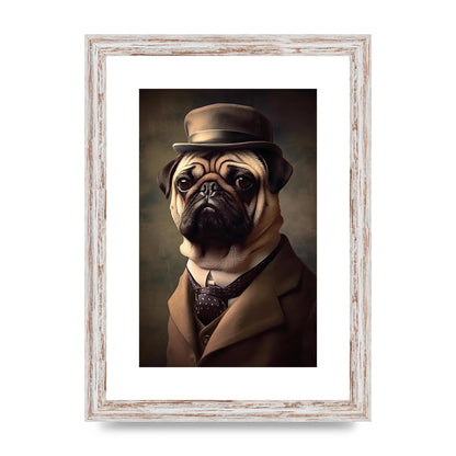 Sophisticated Pug Dog in Vintage Attire Portrait