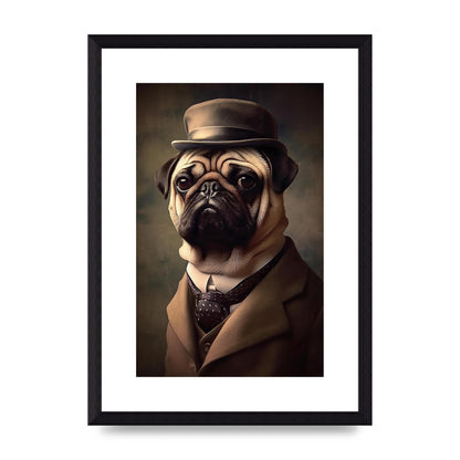 Sophisticated Pug Dog in Vintage Attire Portrait