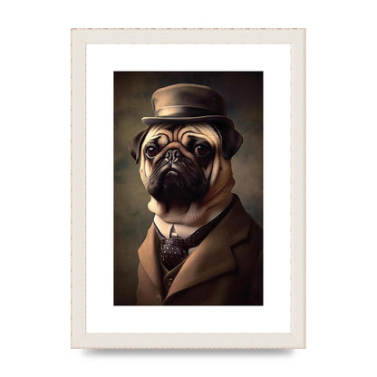 Sophisticated Pug Dog in Vintage Attire Portrait
