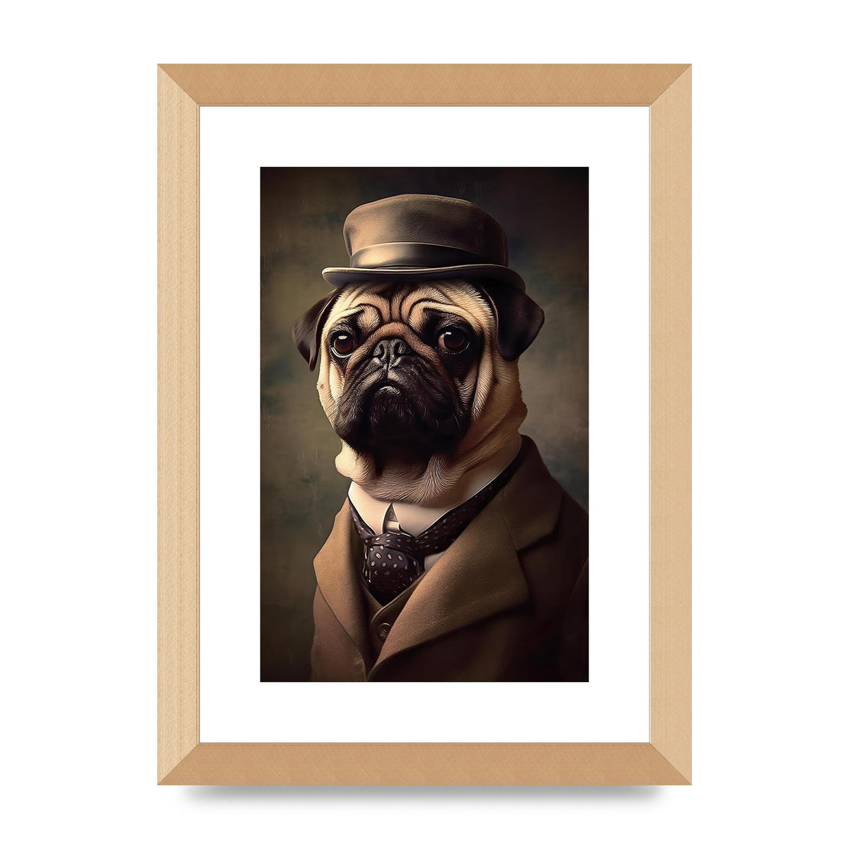 Sophisticated Pug Dog in Vintage Attire Portrait