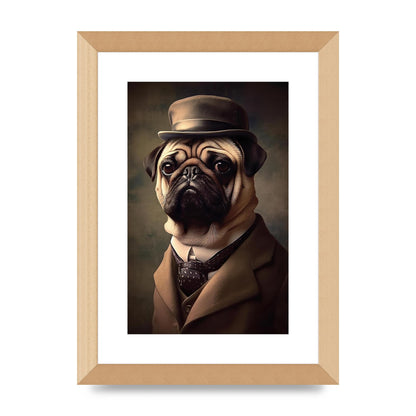 Sophisticated Pug Dog in Vintage Attire Portrait